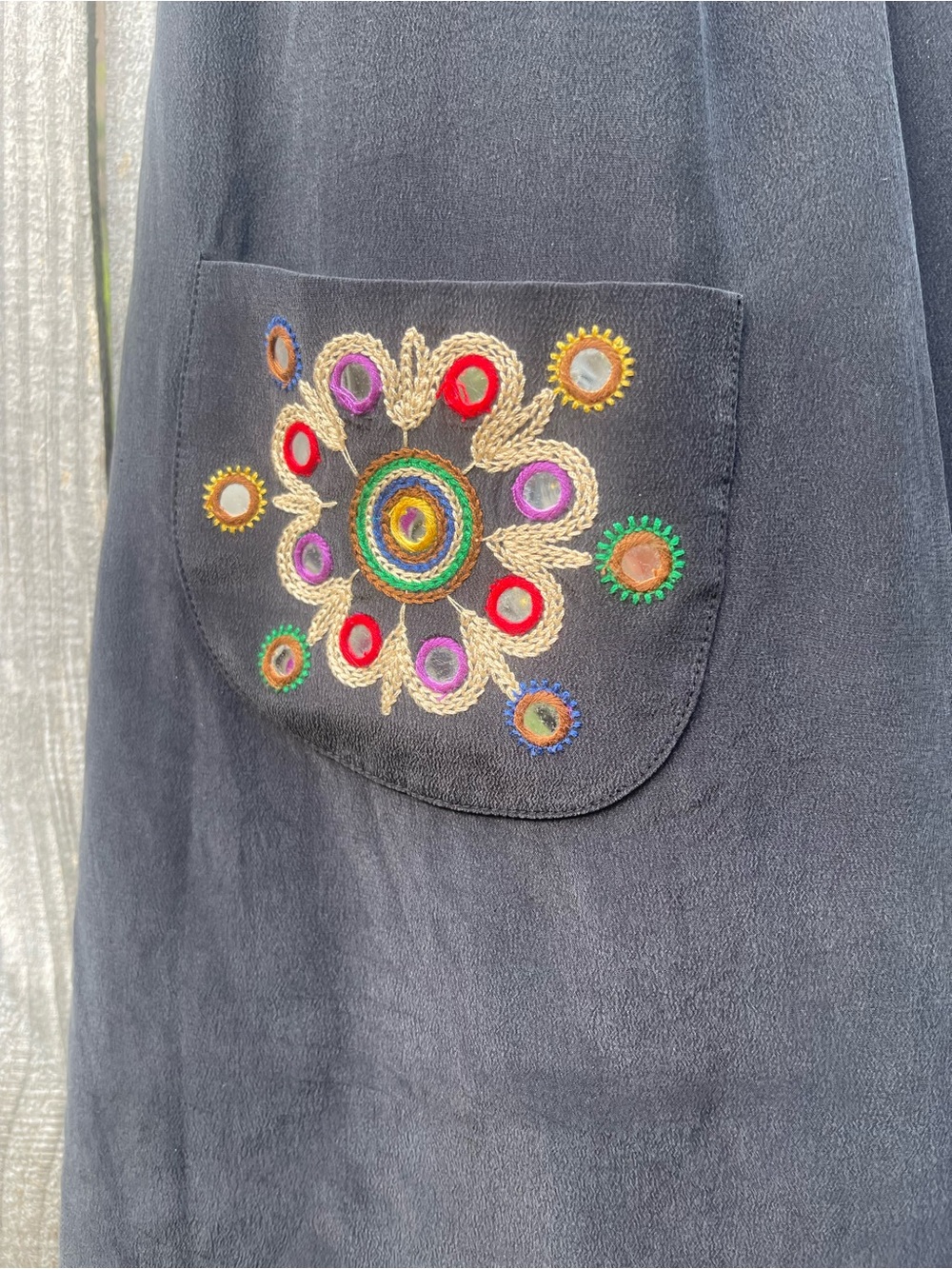 Tibi Black Silk Dress with Embroidered Multicolor Accents Sz 10 - Picture 7 of 16